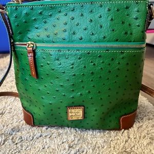 Dooney and Bourke green ostrich  Crossbody purse.
